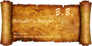 Botyán Balda névjegykártya
